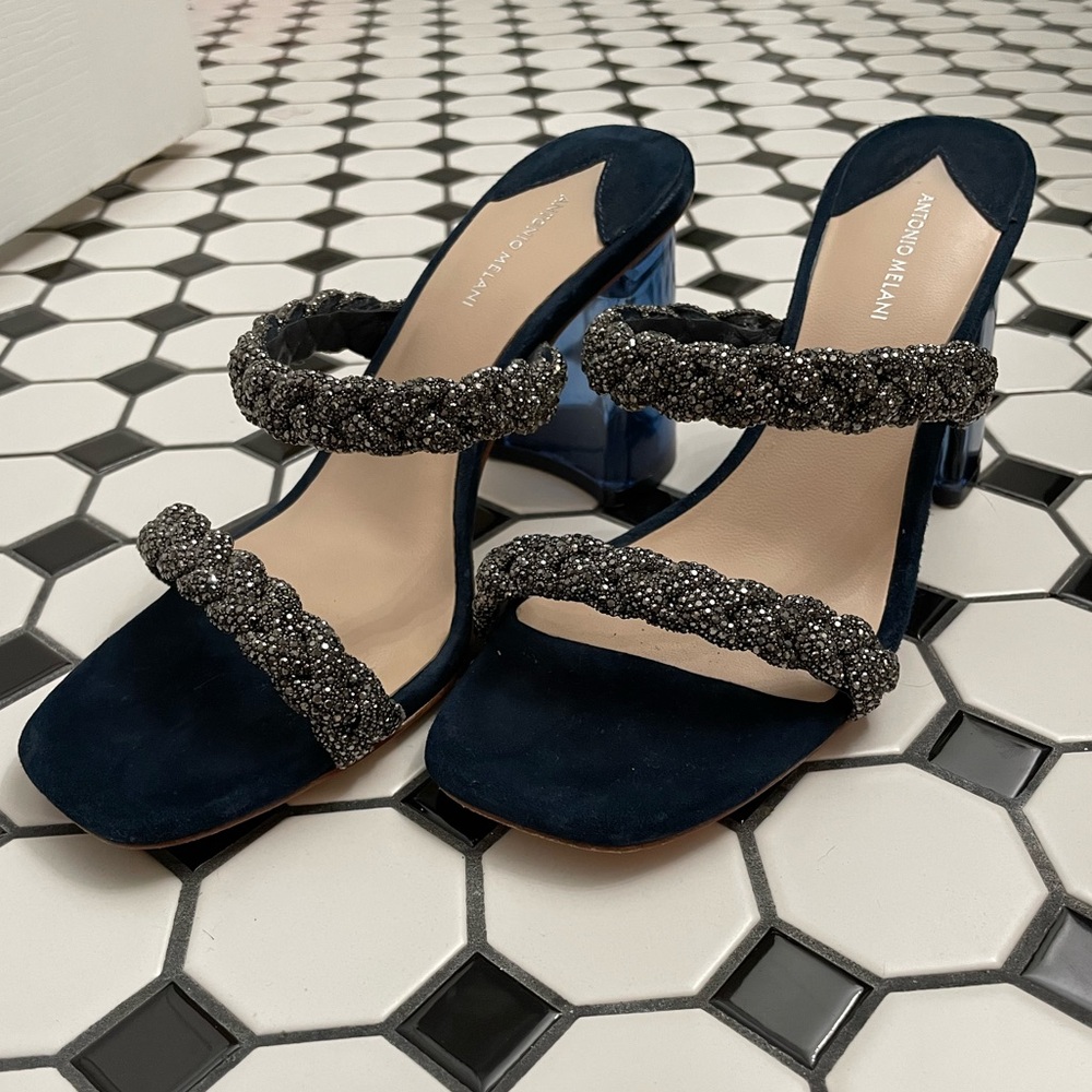 Antonio Melani Navy and Black Beaded Women's Heels